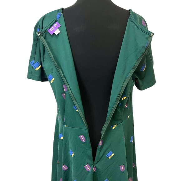 Unique Vintage Gwynnie Bee Luggage Midi Dress A-Line Short Sleeve Flare Classic - Picture 5 of 8